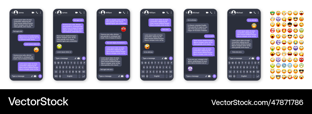 Smartphone messaging app user interface Smartphone messaging app user interface vector image