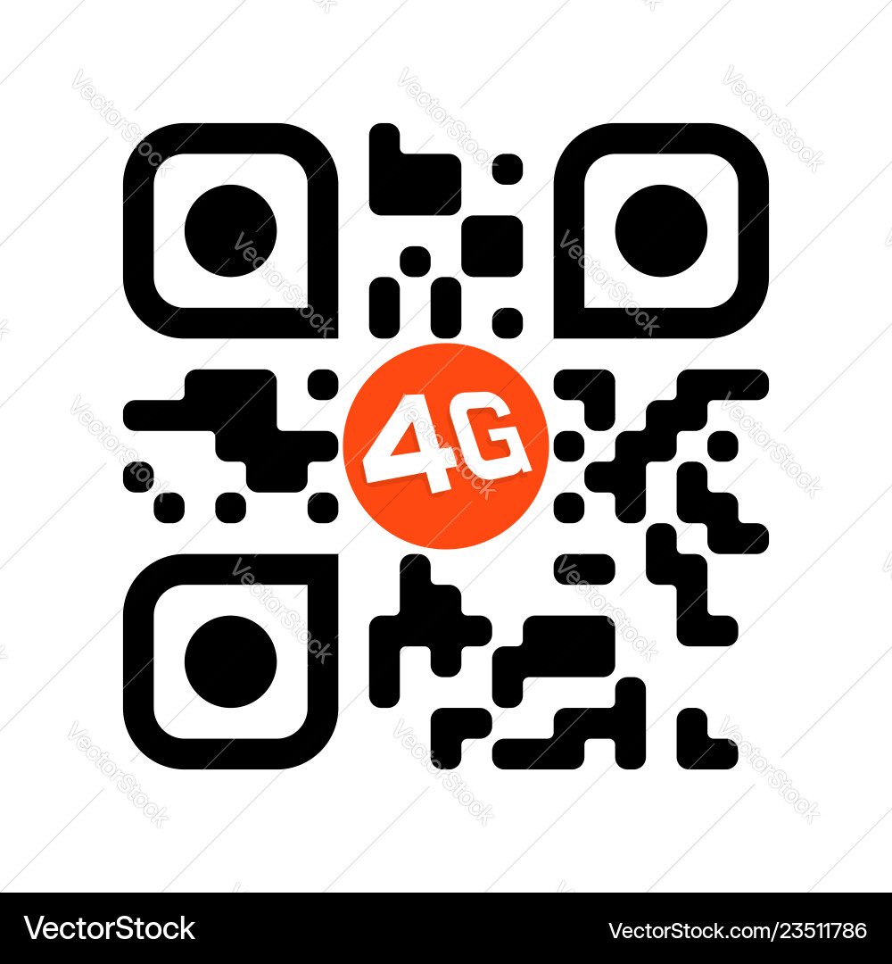 Smartphone readable qr code with 4g icon Smartphone readable qr code with 4g icon vector image