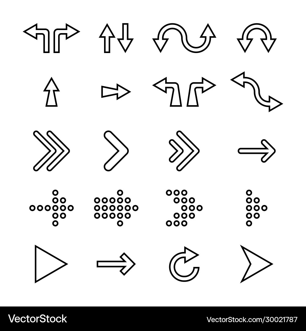 Arrows icons collection arrow isolated Arrows icons collection arrow isolated vector image