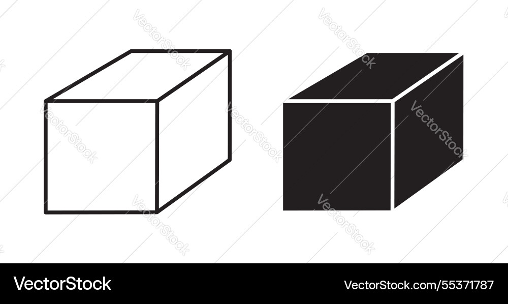 Cube icon set in thin line for web vector image