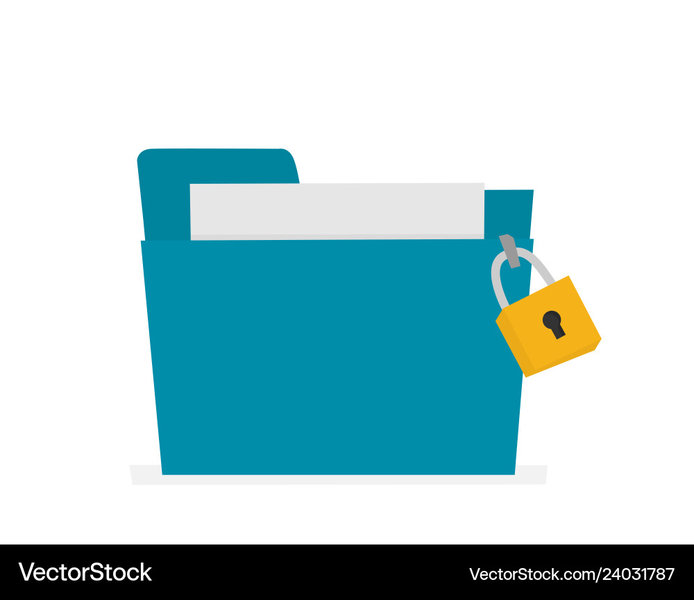 Flat folder lock icon on white background file Flat folder lock icon on white background file vector image