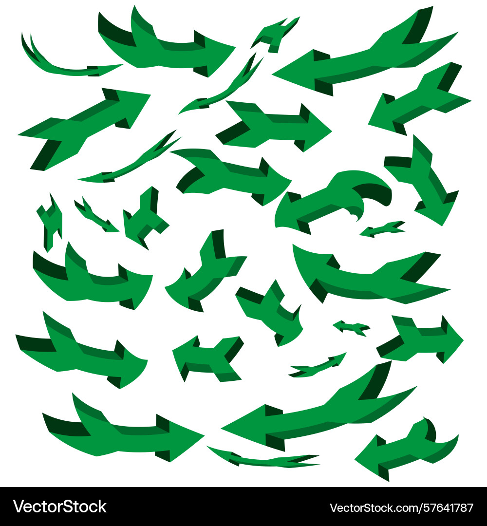 Green arrow icons direction symbol sharp edge Green arrow icons direction symbol sharp edge Vector Image