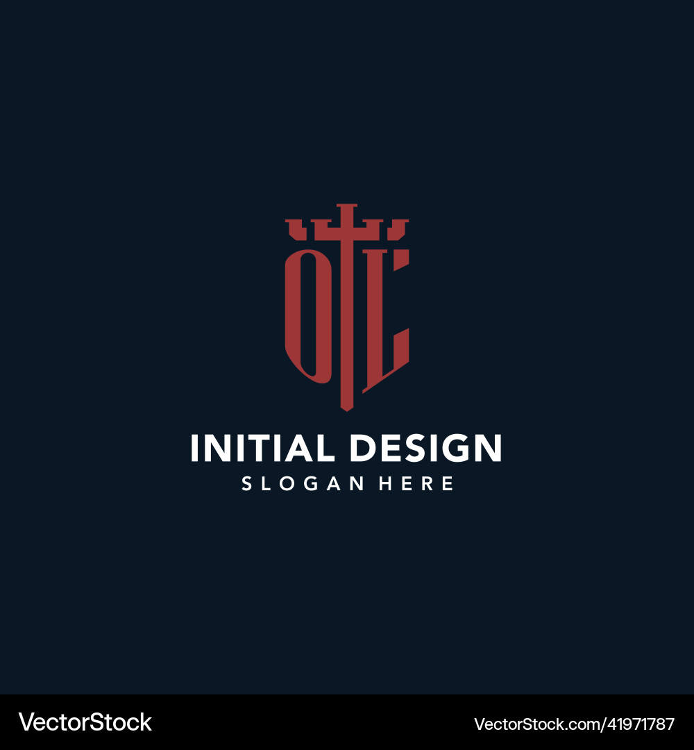 Ol initial monogram logos with sword and shield Ol initial monogram logos with sword and shield Vector Image