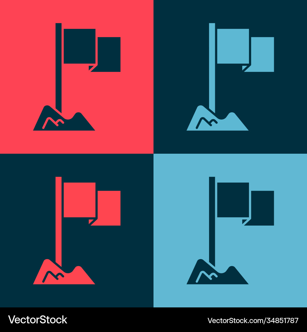 Pop art flag icon isolated on color background Pop art flag icon isolated on color background vector image