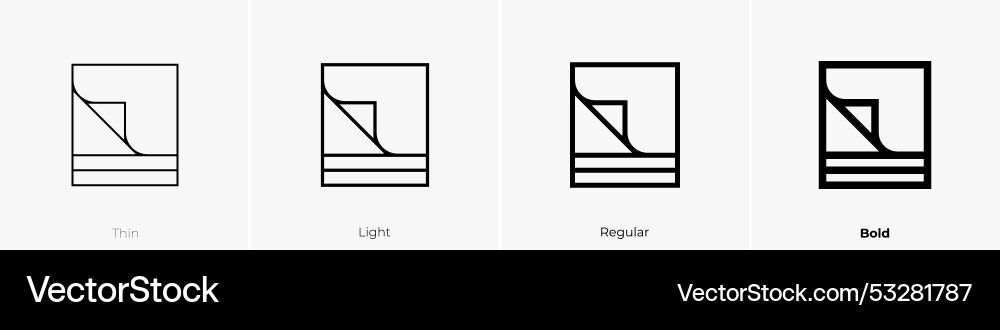 Post it icon thin light regular and bold style Post it icon thin light regular and bold style vector image