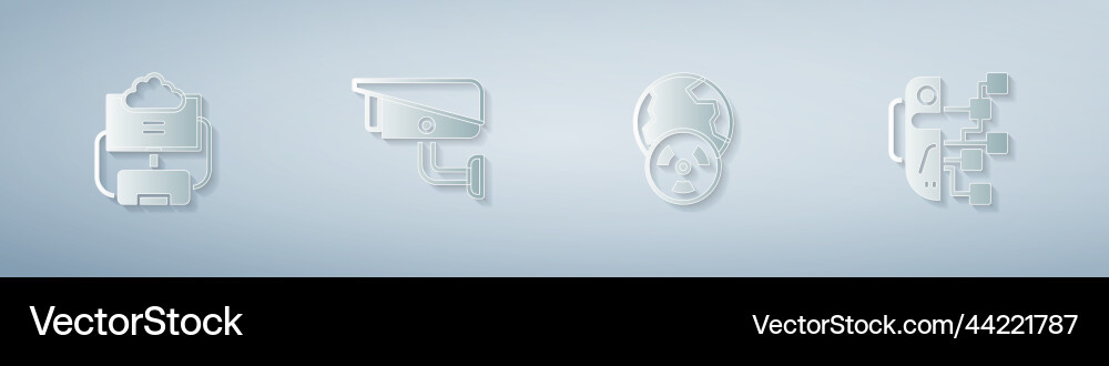 Set cloud database security camera planet earth Set cloud database security camera planet earth Vector Image