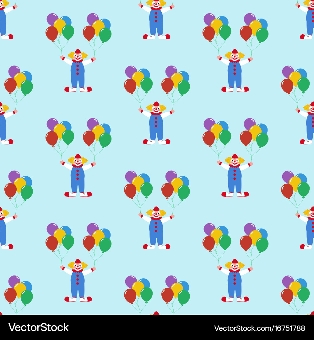 Clown with balloons pattern Vector Image