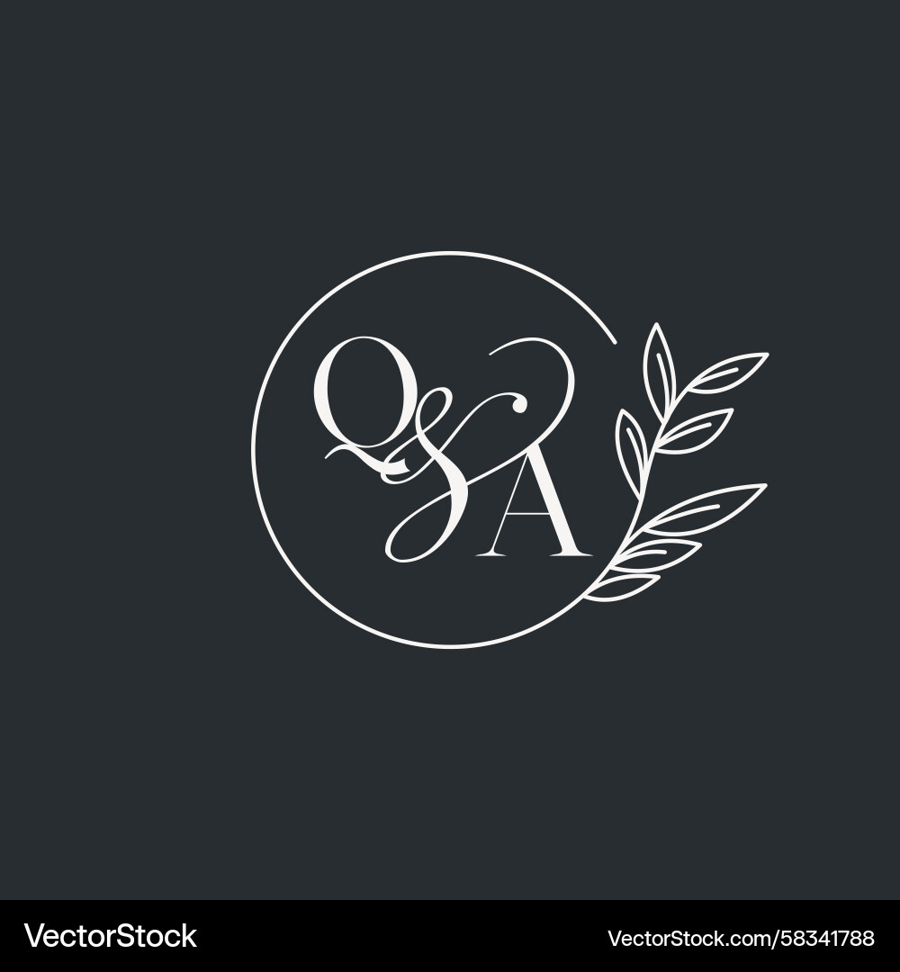 Elegant Initial Monogram - QA Wedding Vector Image