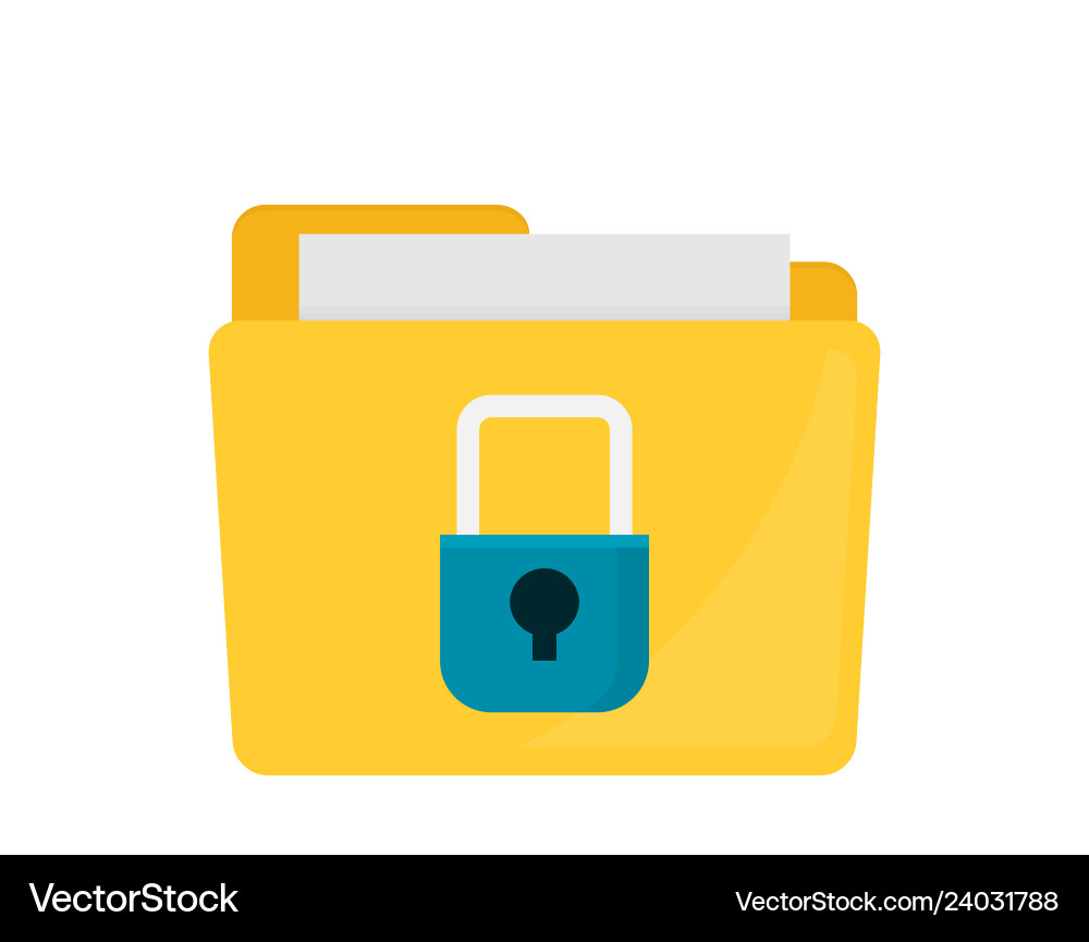 Flat folder lock icon on white background file Flat folder lock icon on white background file vector image