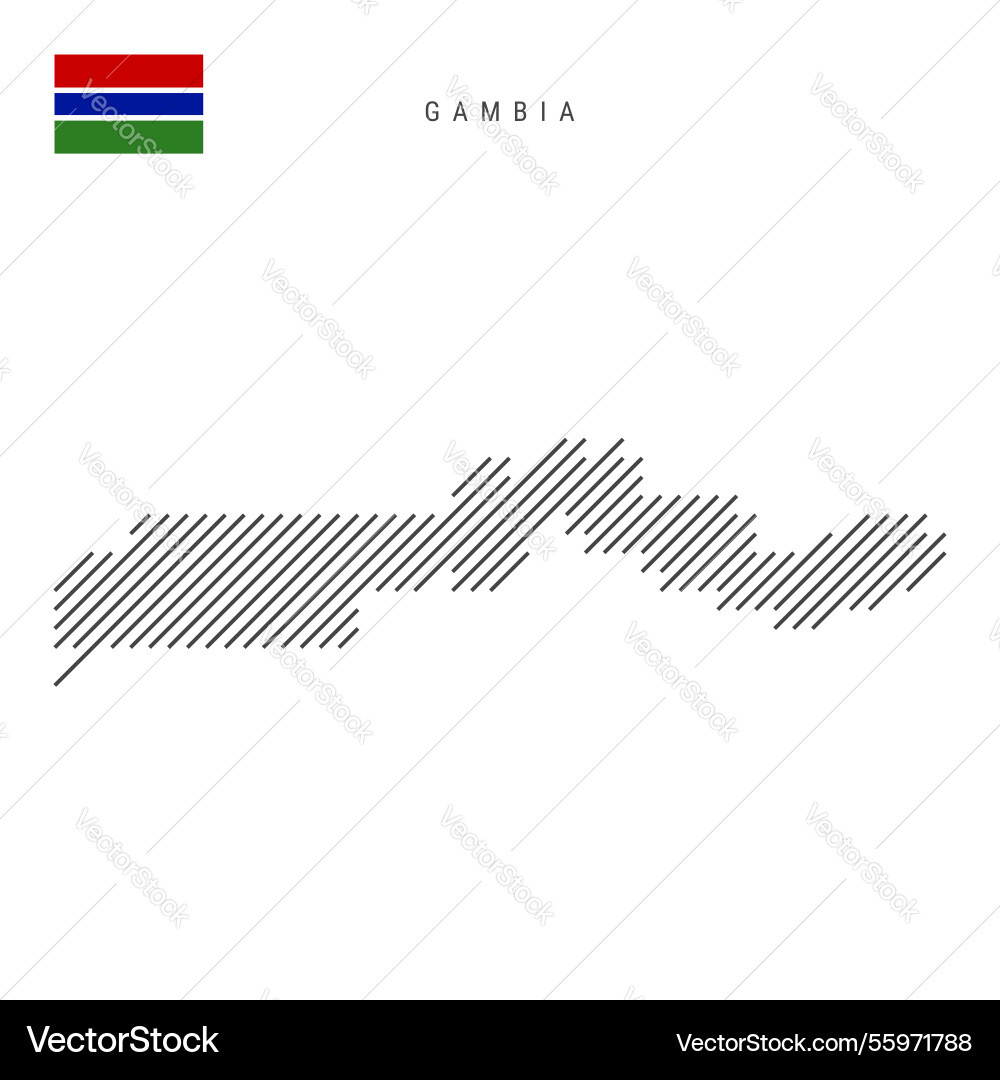 Gambia map from pattern of black slanted parallel Vector Image