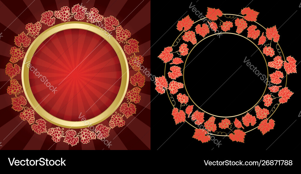 Grape clusters on black and red backgrounds Grape clusters on black and red backgrounds vector image