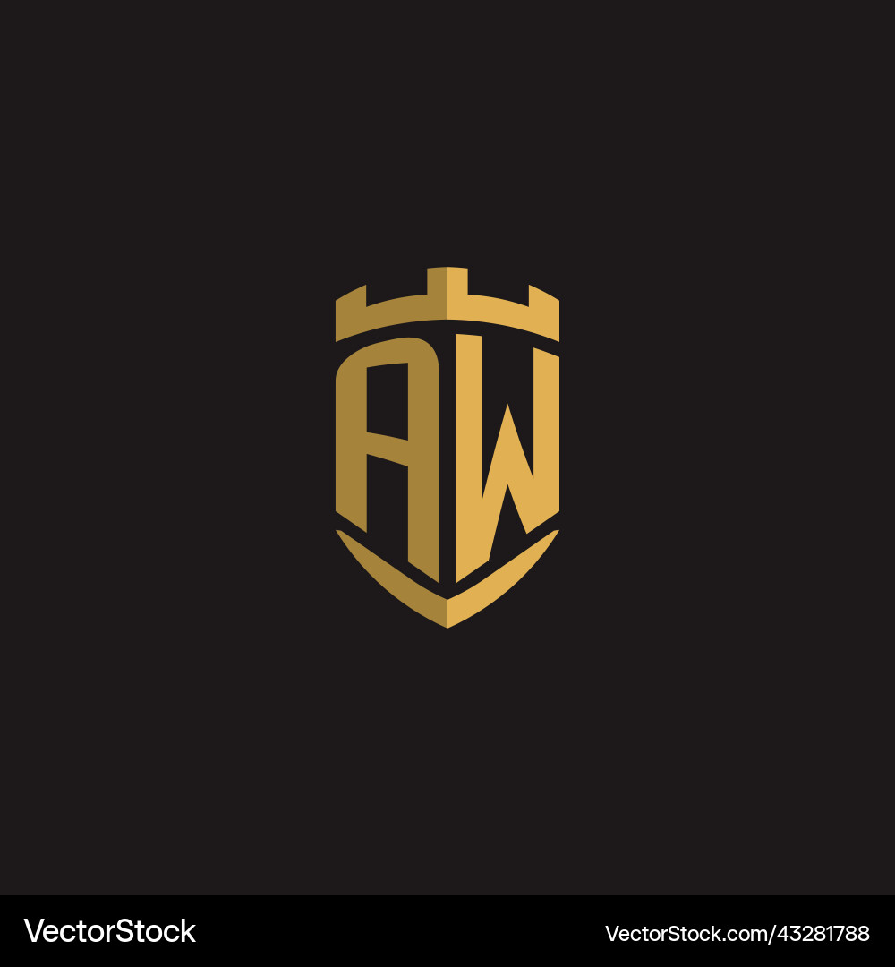Initials aw logo monogram with shield style design vector image