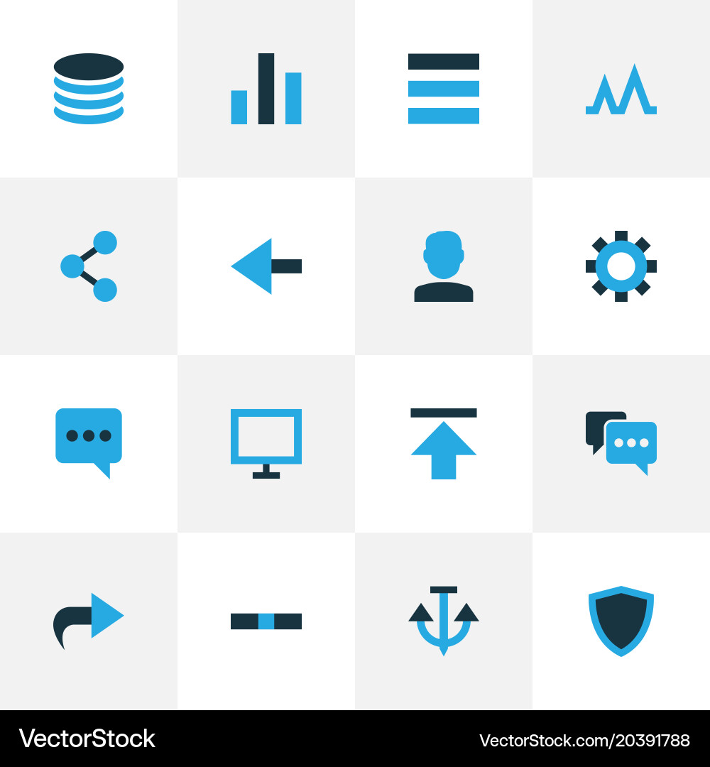 Interface icons colored set with activity Vector Image