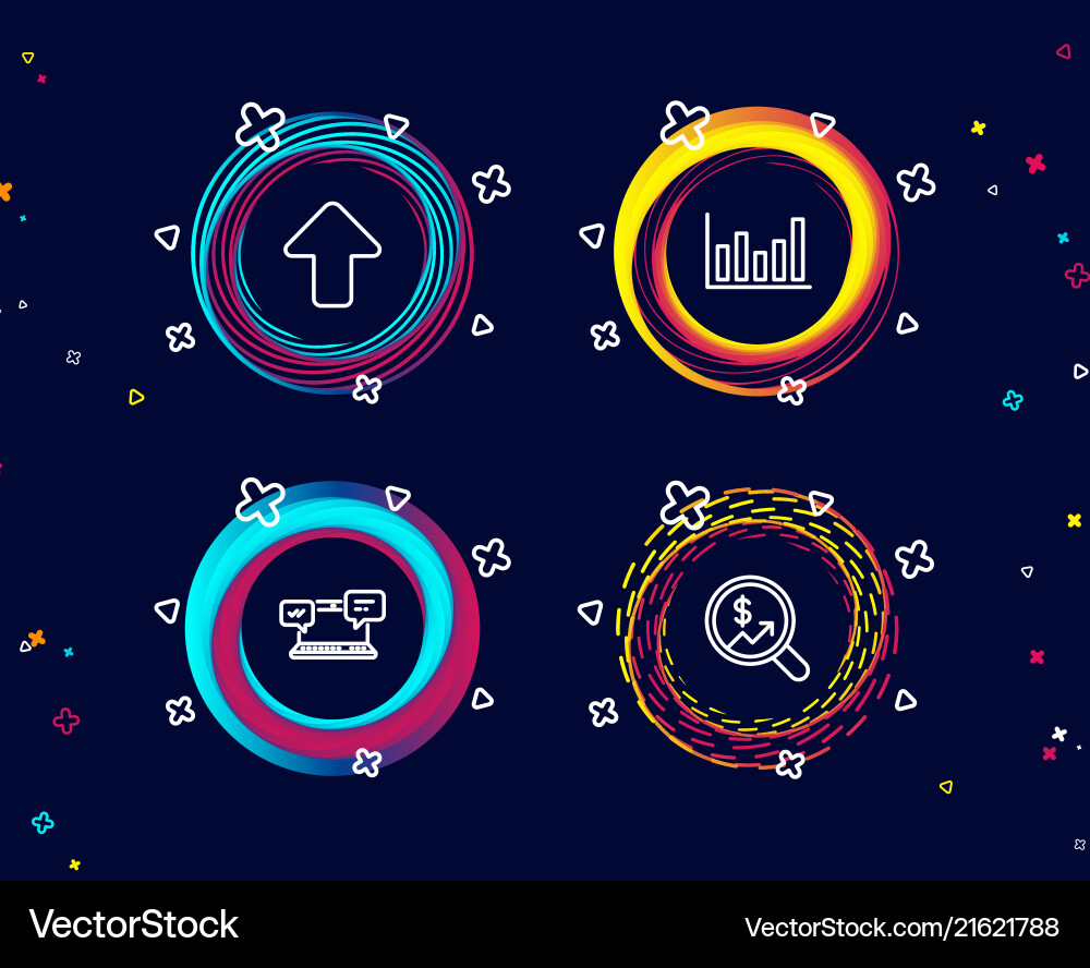 Internet chat column chart and upload icons Internet chat column chart and upload icons vector image