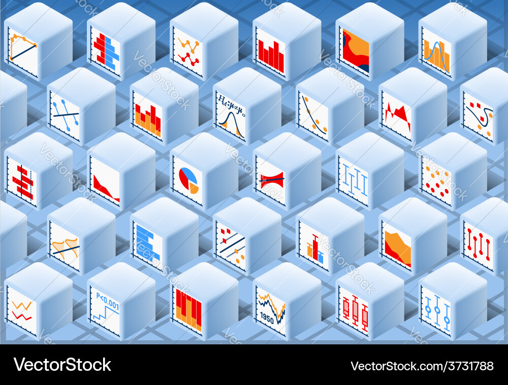 Isometric stats element cube set vector image
