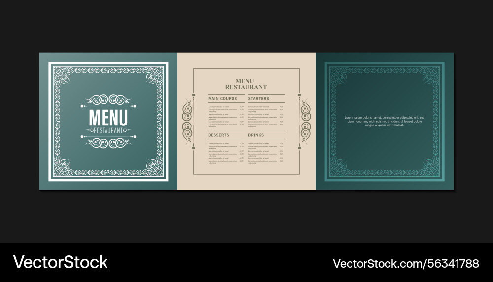 Menu layout with ornamental elements Menu layout with ornamental elements Vector Image