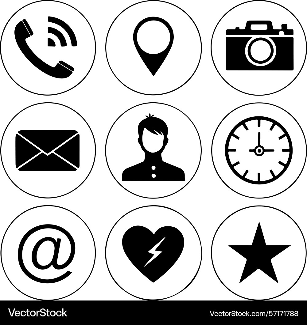 Minimal ui line icons location star heart mail Vector Image