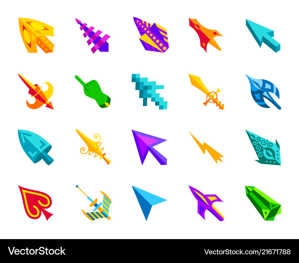 Mouse Cursor Flat Icons - Arrow & Pointer Set Mouse Cursor Flat Icons - Arrow & Pointer Set vector image