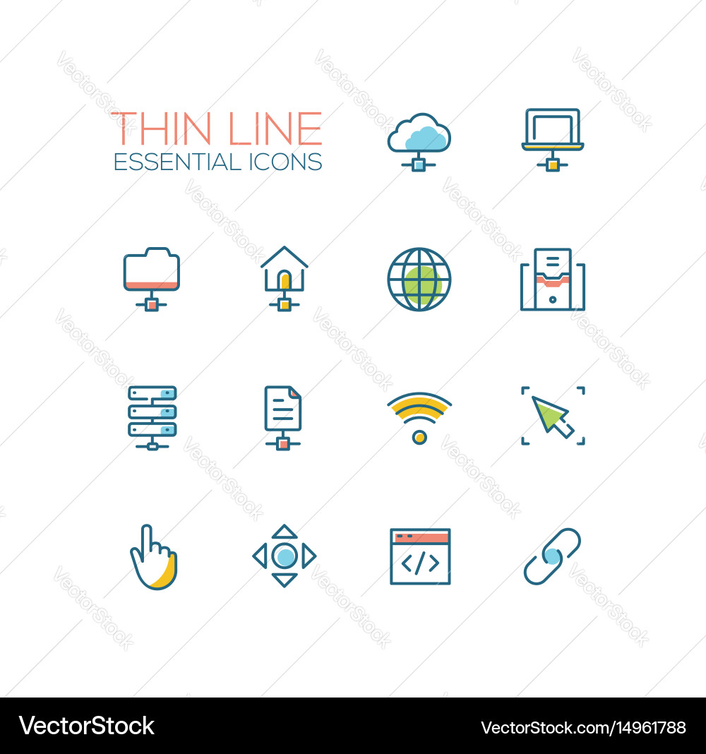 Network data - modern single thin line vector image