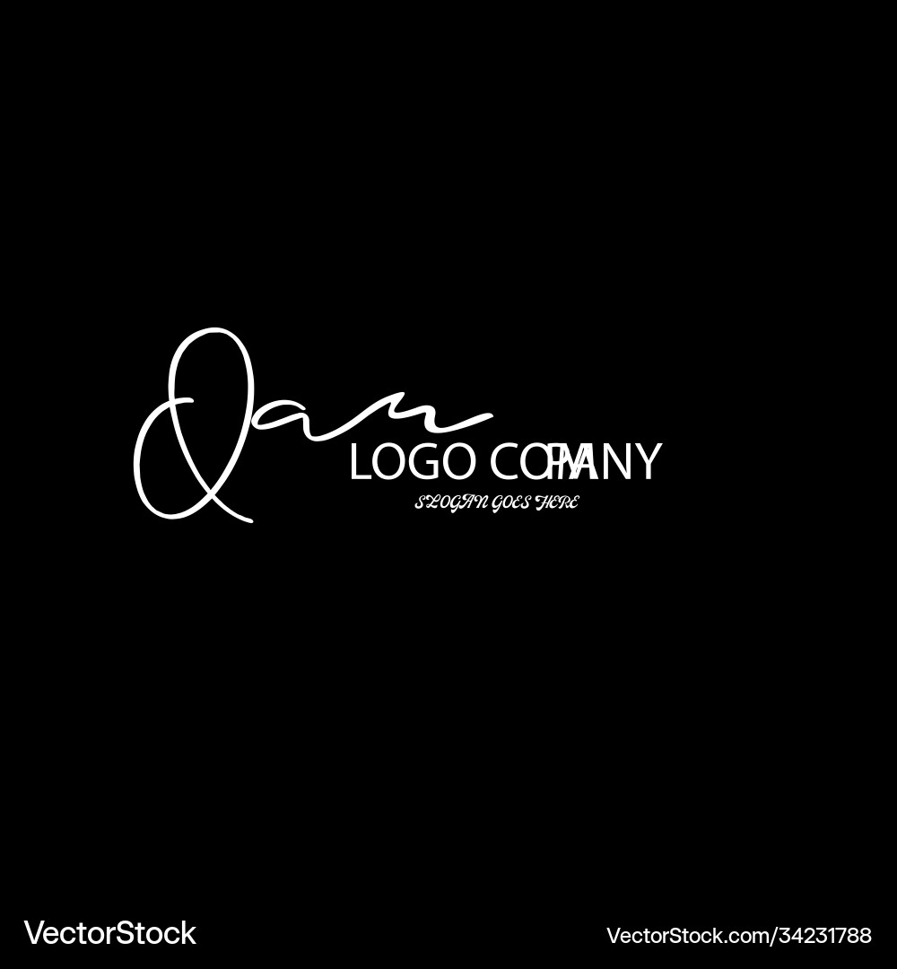 Qa initial handwriting logo template Qa initial handwriting logo template Vector Image