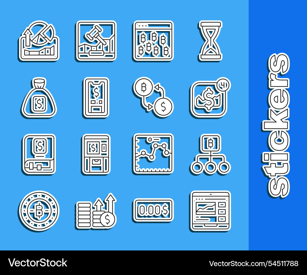 Set line trading courses blockchain technology Set line trading courses blockchain technology vector image