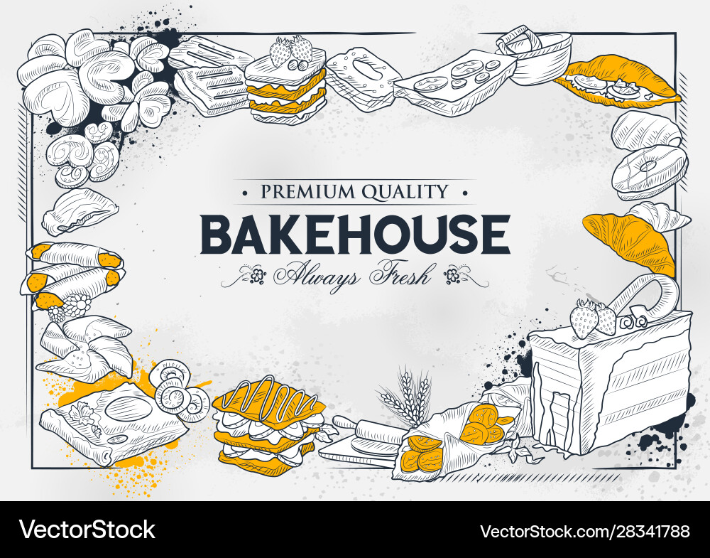 Template different types bakery item vector image
