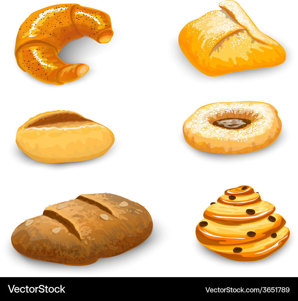 Bakery set isolated Royalty Free Vector Image - VectorStock