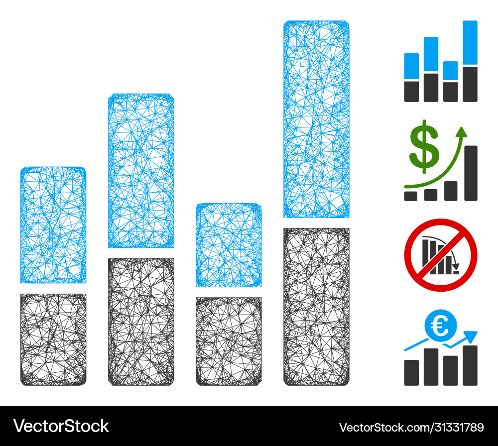 Bar chart web mesh Bar chart web mesh vector image