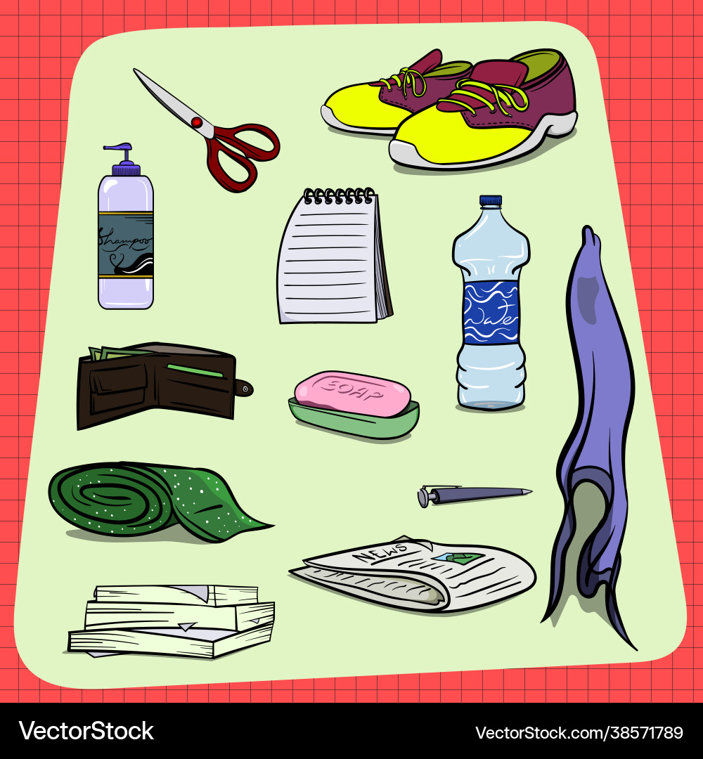 Big set random everyday household objects Vector Image