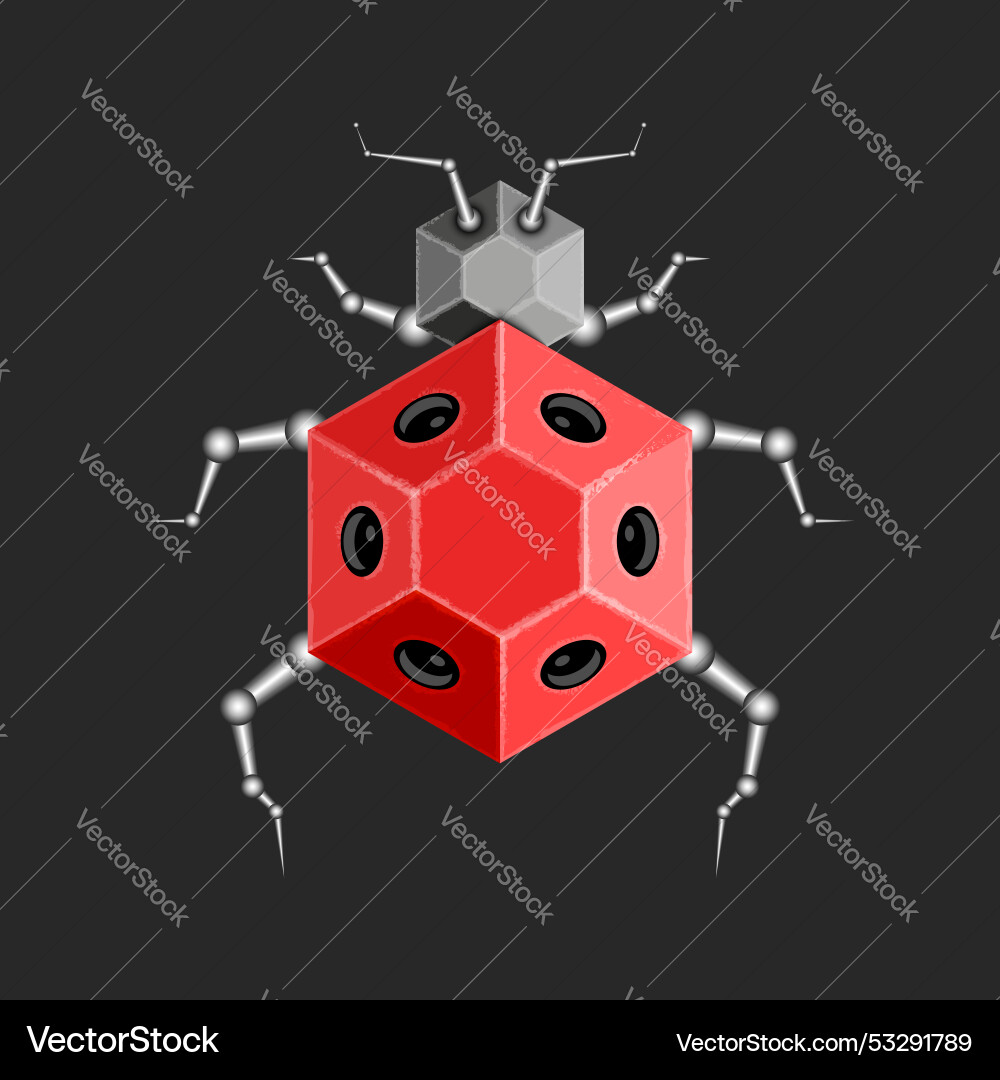 Cybernetic ladybug robot with red hexagonal body Cybernetic ladybug robot with red hexagonal body vector image