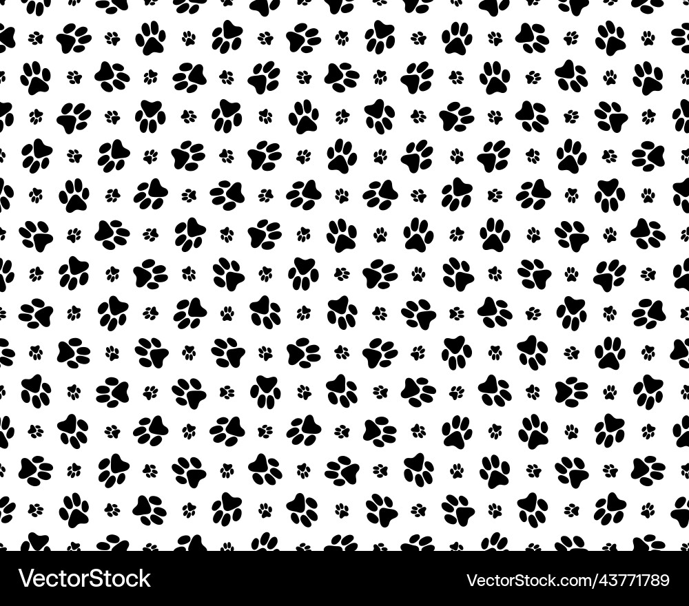 Dog Paw Print Seamless Pattern Vector Image