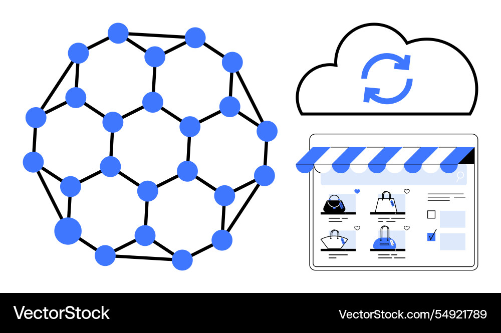 E-commerce integration with blockchain network E-commerce integration with blockchain network vector image