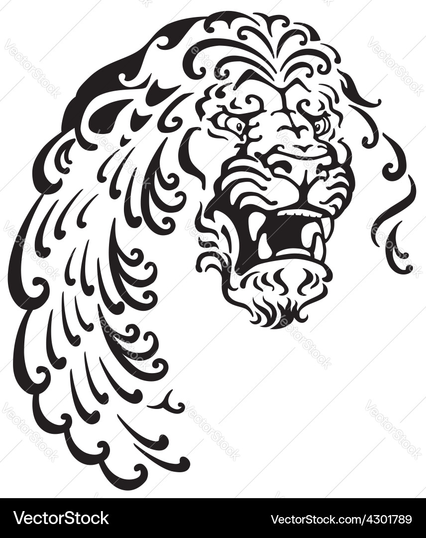 Lion head tattoo vector image