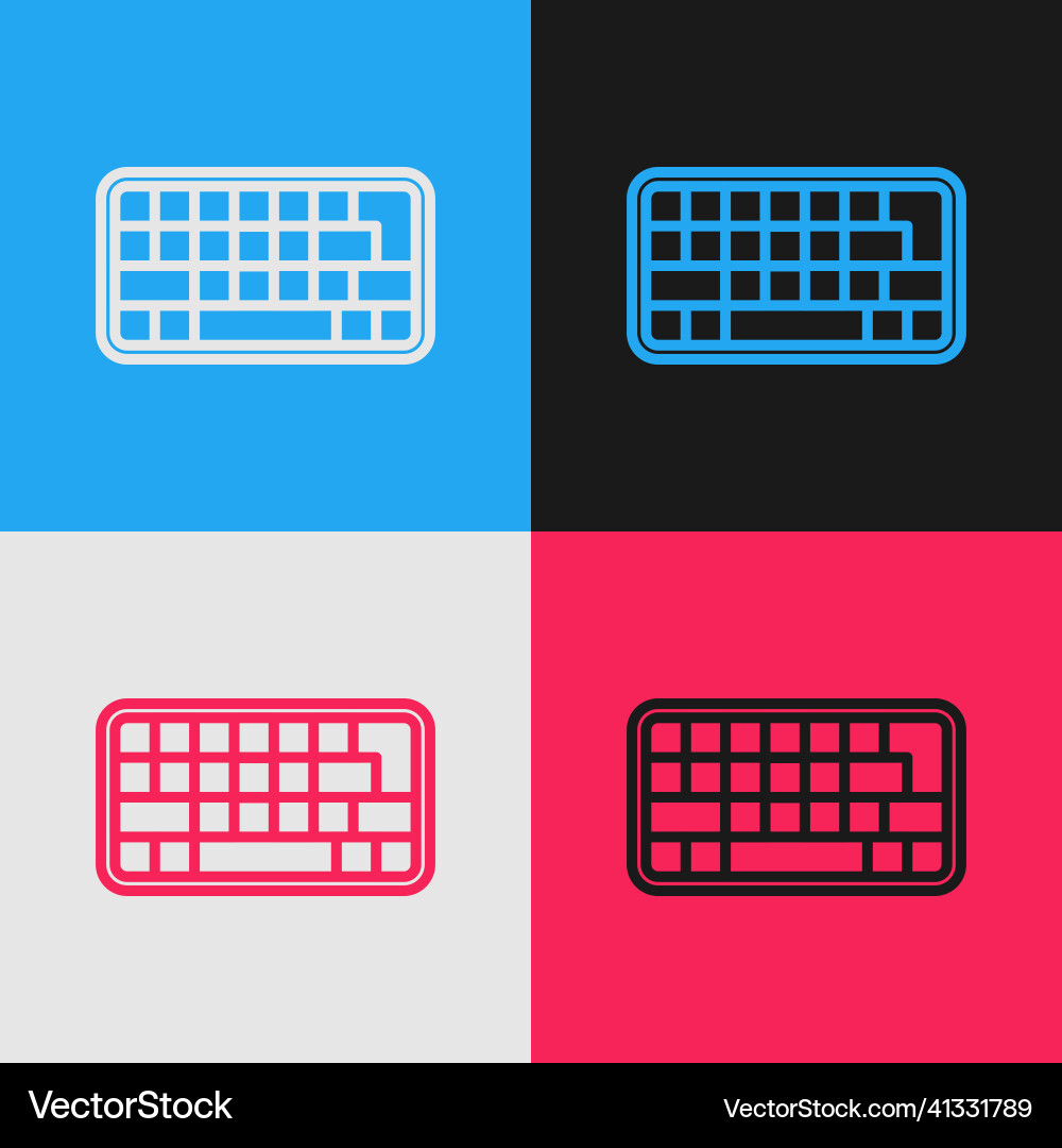 Pop art line computer keyboard icon isolated vector image