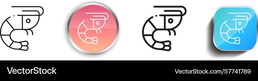 Prawn icon thin linear regular and button style Prawn icon thin linear regular and button style vector image