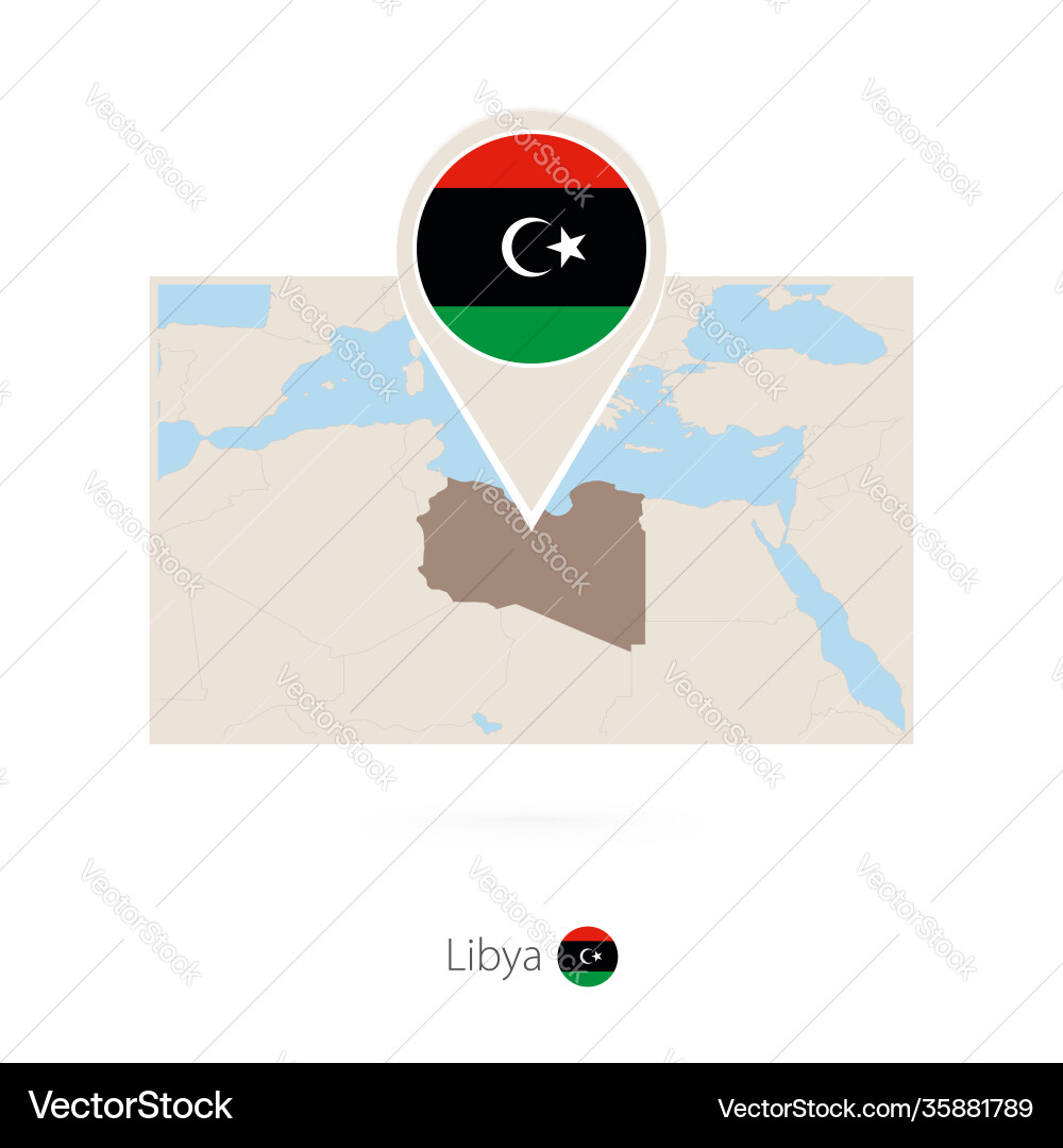 Rectangular map libya with pin icon Rectangular map libya with pin icon Vector Image