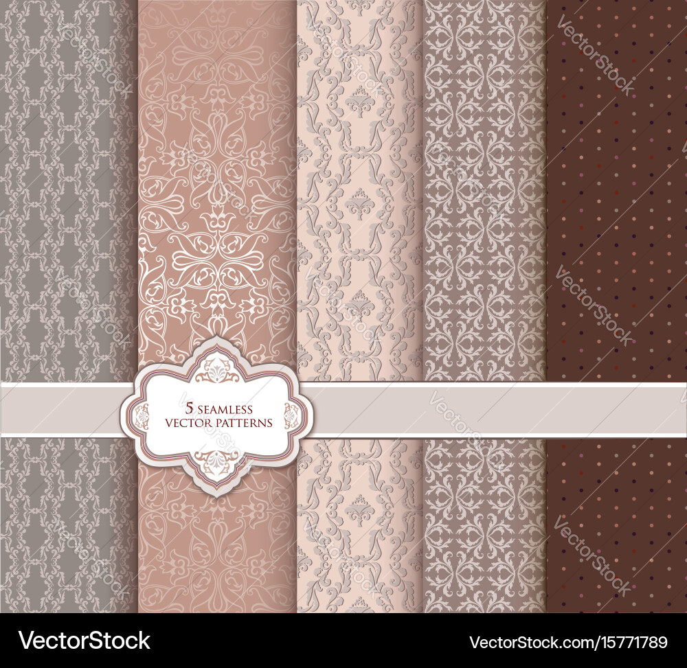 Seamless pattern set in retro style vector image