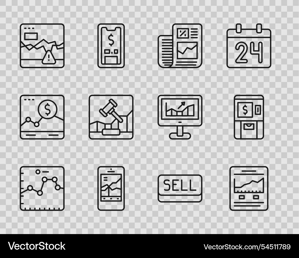 Set line browser with growth graph website Set line browser with growth graph website vector image