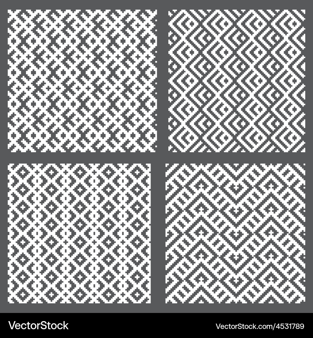Set of 4 monochrome elegant seamless patterns vector image