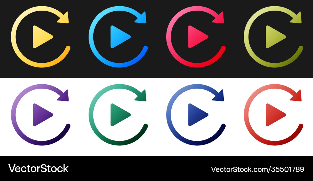 Set video play button like simple replay icon vector image