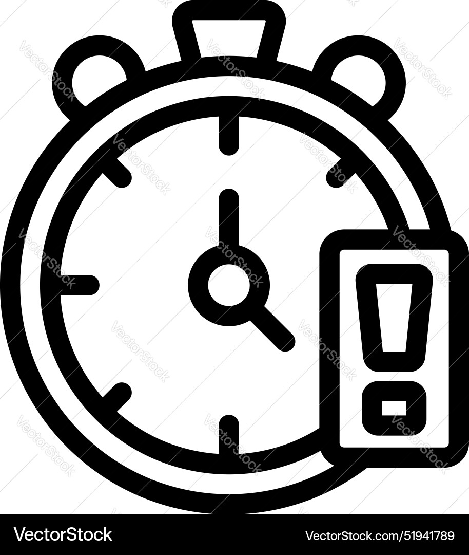Stopwatch showing time running out with warning vector image