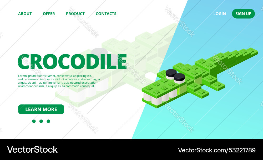 Web template with a crocodile Web template with a crocodile vector image
