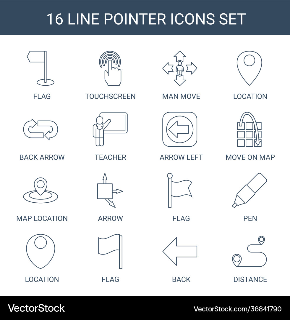 16 pointer icons Vector Image