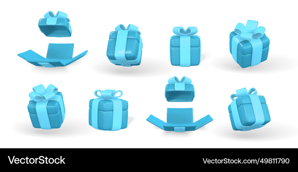 3d Geschenkbox mit blauem Bogen Kunststoff Schatten 3d Geschenkbox mit blauem Bogen Kunststoff Schatten vektorbild