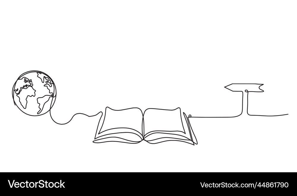Abstract open book with direction as line drawing vector image