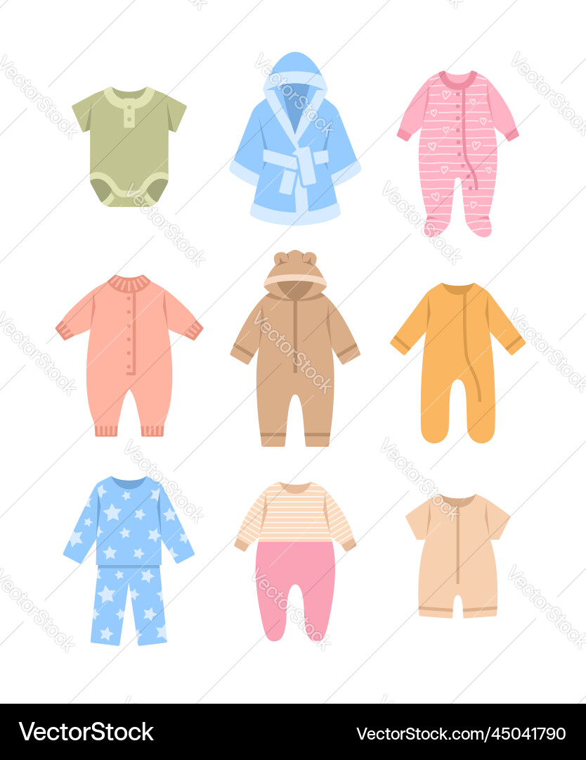Baby Schlafbekleidung Stoff pajama romper Farbe flache Ikone Baby Schlafbekleidung Stoff pajama romper Farbe flache Ikone vektorbild