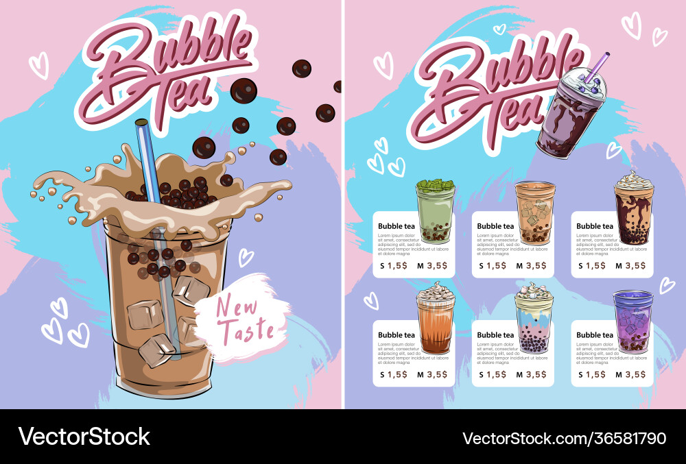 Bubble Tea Menu Bubble Tea Menu vektorbild