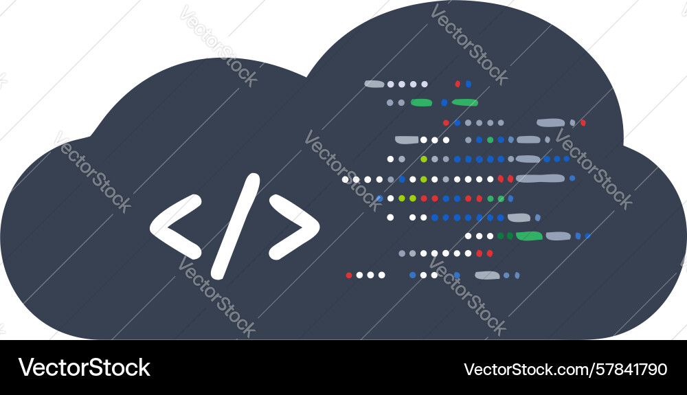 Cloud-based code development and programming vector image