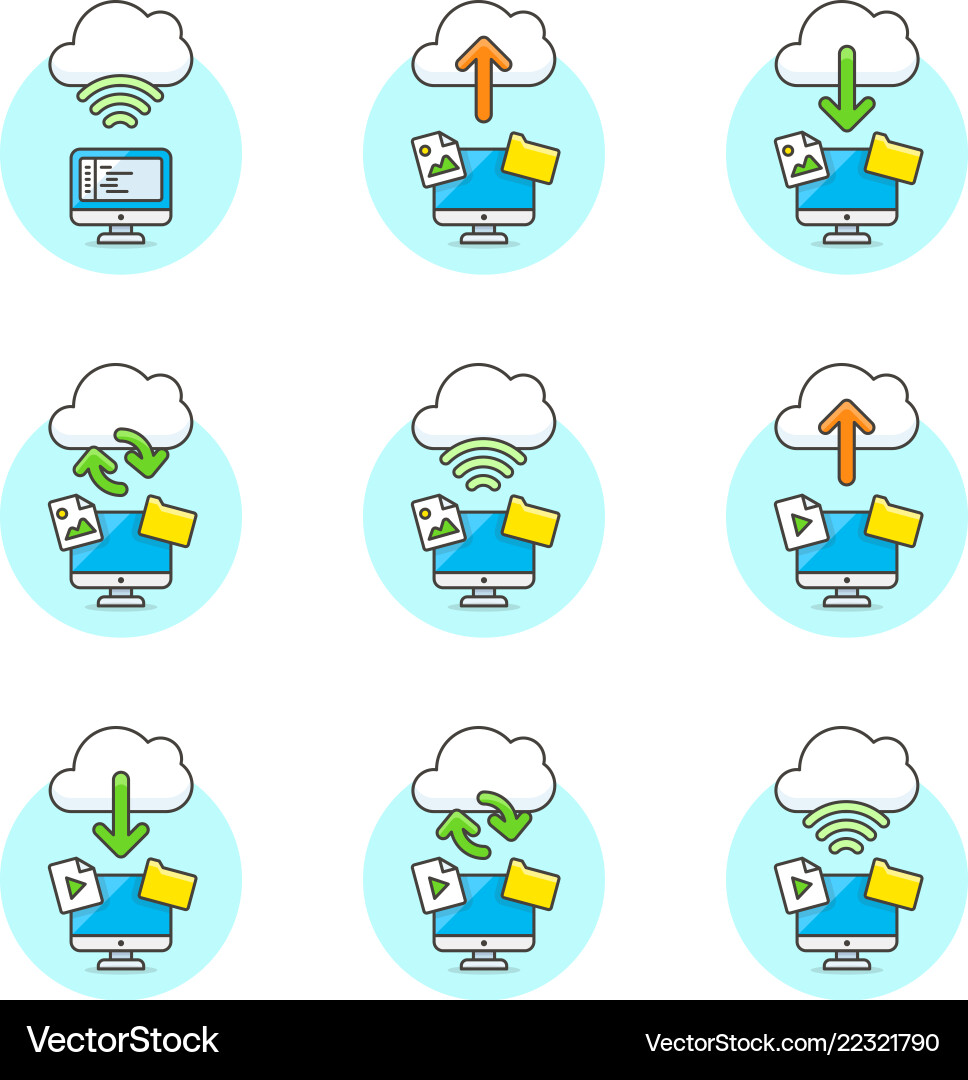 Cloud Computing Icons Set Vector Image