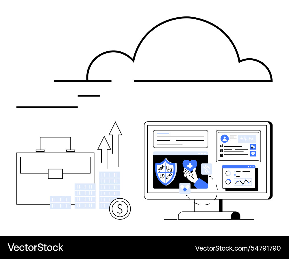 Cloud computing in business with data analytics Cloud computing in business with data analytics vector image